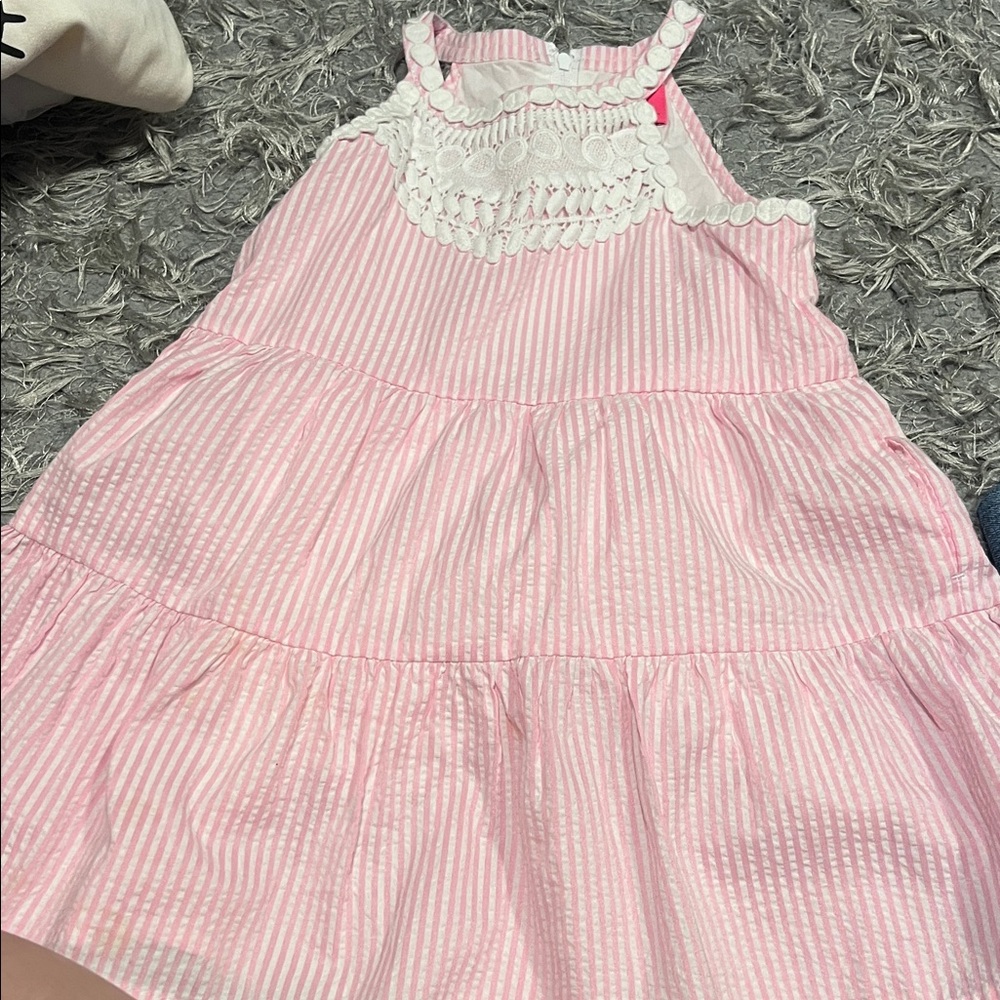 Lilly Pulitzer Pink and White Dress with Textured Trim